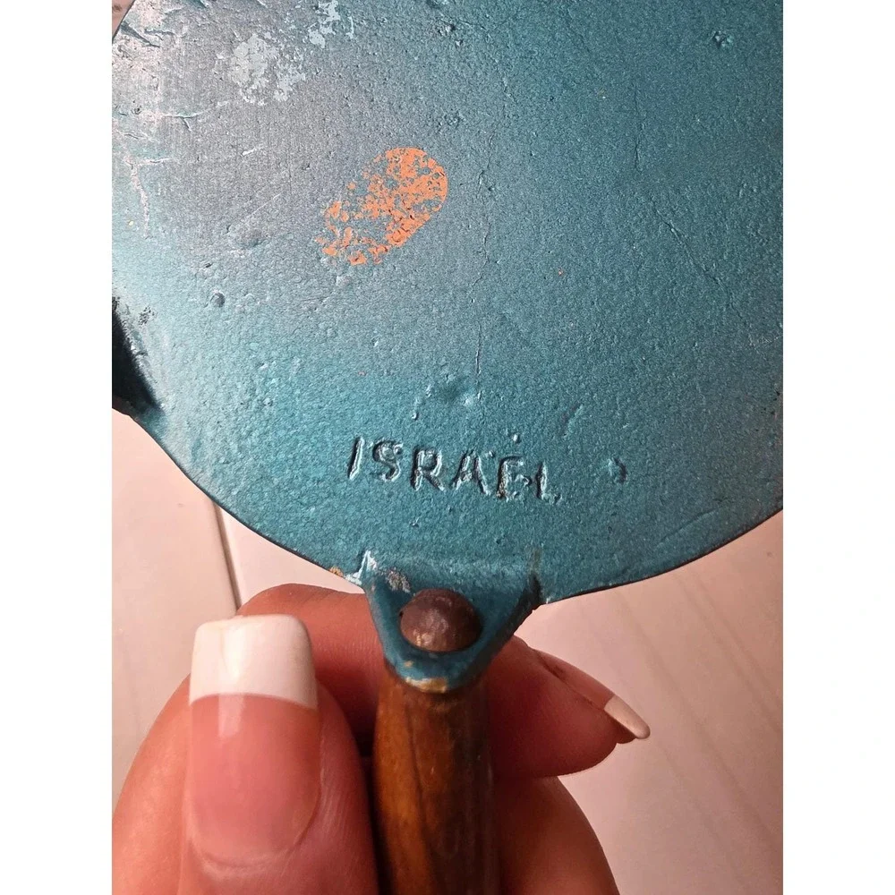 Vintage Israel Brass Cast Iron Trivet 12 Tribes of Israel Menorah Wooden A5 - Picture 5 of 15